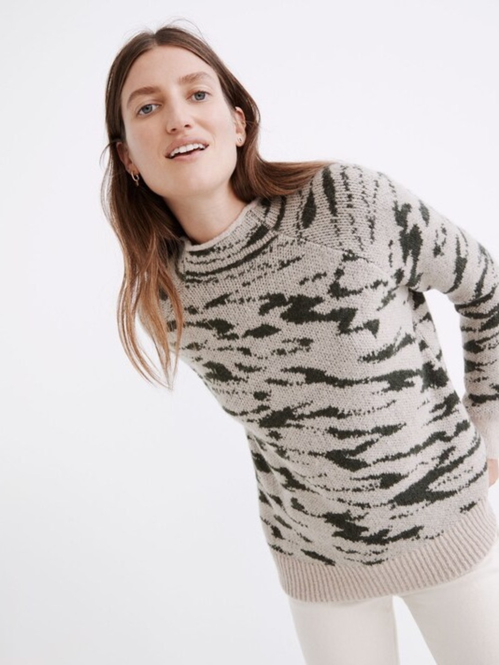 NWT Madewell abstract pattern Olive alpaca blend Sweater - Women